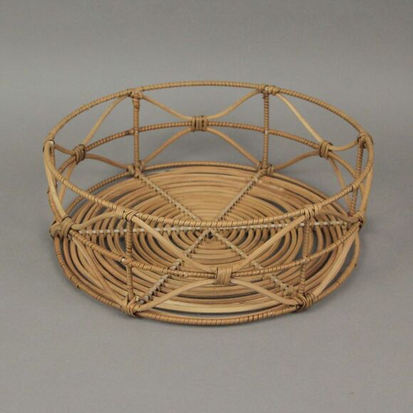 Set of 3 Metal and Rattan Nesting Round Basket Trays - Picture 4 of 5